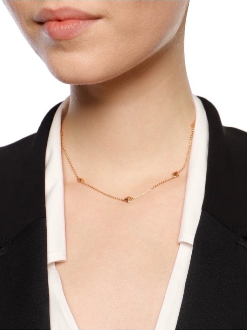Tory Burch Rose Gold Kira Logo Chocker Necklace New